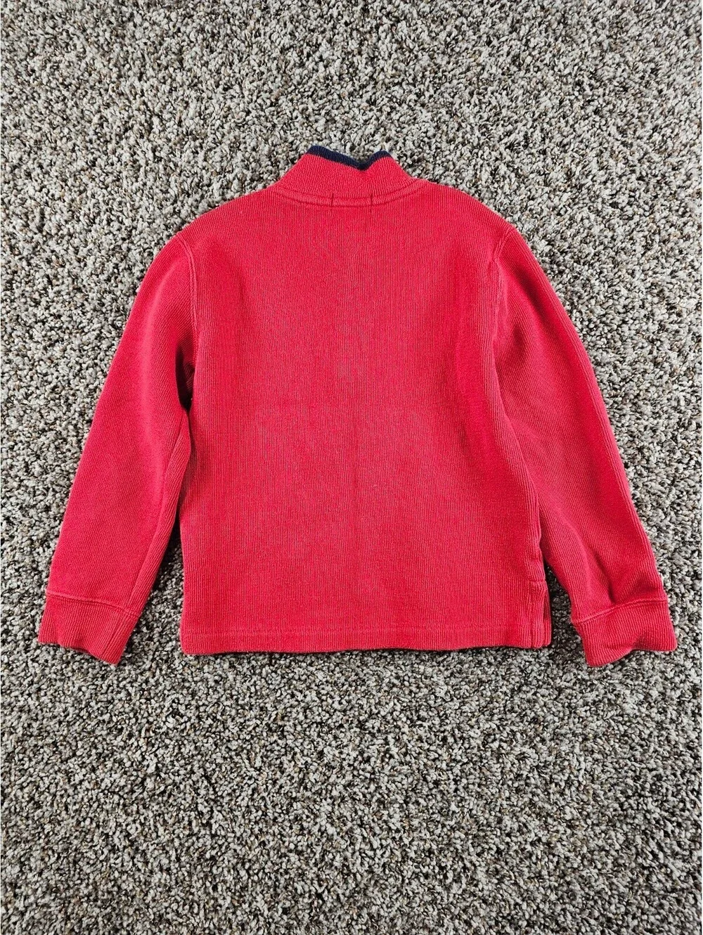 Polo Ralph Lauren Boys Sz 6 Pullover Cotton Sweater 1/4 Zip Red Preppy